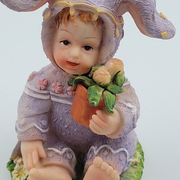 K's Collection Easter Bunny Child Figurine Purple Spring Decor - Picture 5 of 10